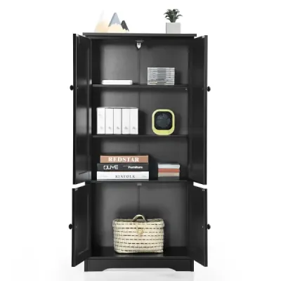 Midi skříňka Boční skříňka Highboard Vysoká skříňka Dřevo Černá 59 x 32 x 123 cm