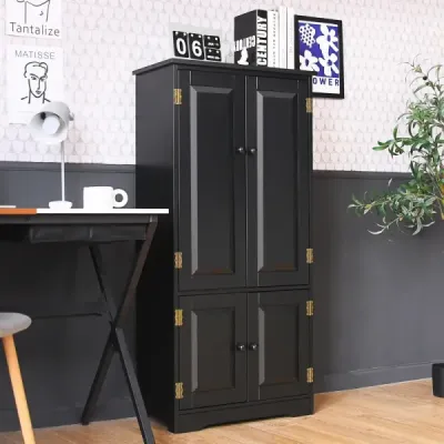 Midi skříňka Boční skříňka Highboard Vysoká skříňka Dřevo Černá 59 x 32 x 123 cm