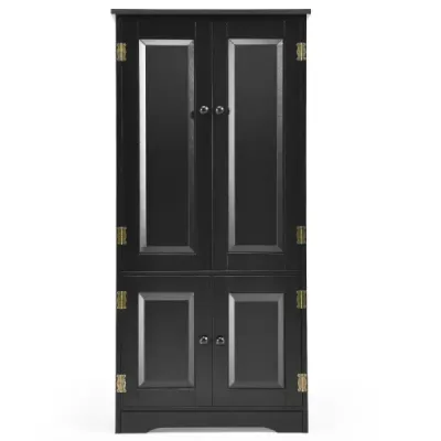 Midi skříňka Boční skříňka Highboard Vysoká skříňka Dřevo Černá 59 x 32 x 123 cm
