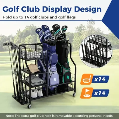 Organizér na golfové hole 4 v 1 s háčkem a košíkem Organizér na golfové hole s kolečky