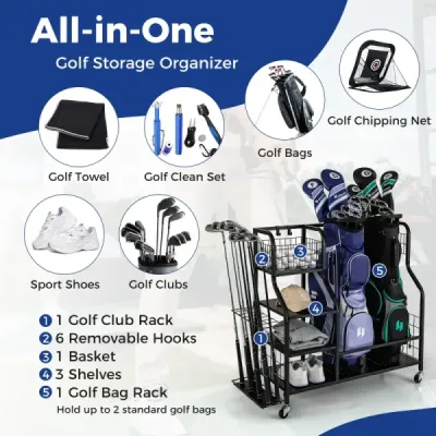 Organizér na golfové hole 4 v 1 s háčkem a košíkem Organizér na golfové hole s kolečky