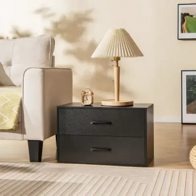 Komoda se 2 zásuvkami Stohovatelný dřevěný příborník 60 x 34 x 38 cm černá
