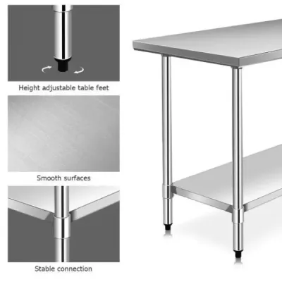 Nerezový kuchyňský stůl pracovní stůl gastro stůl nerezový stůl 122x61x90cm
