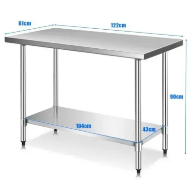 Nerezový kuchyňský stůl pracovní stůl gastro stůl nerezový stůl 122x61x90cm