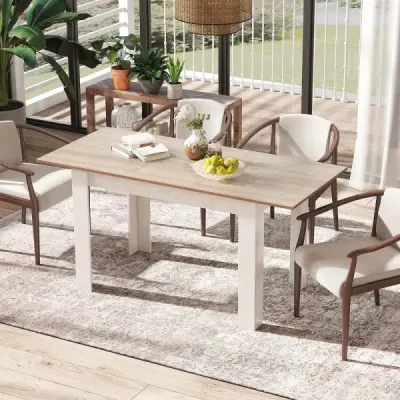 Rozkládací jídelní stůl Moderní kuchyňský stůl s nastavitelnou deskou a nohami ve tvaru L Bílý 158 x 70 x 76 cm