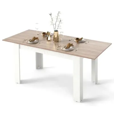 Rozkládací jídelní stůl Moderní kuchyňský stůl s nastavitelnou deskou a nohami ve tvaru L Bílý 158 x 70 x 76 cm