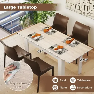Rozkládací jídelní stůl Moderní kuchyňský stůl s nastavitelnou deskou a nohami ve tvaru L Bílý 158 x 70 x 76 cm
