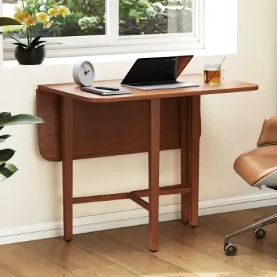 Čtvercový dřevěný jídelní stůl pro 2-4 osoby se 2 skládacími deskami. Skládací jídelní stůl hnědý.