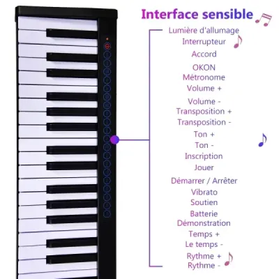 Digital Piano Keyboard 88 kláves Přenosný elektronický hudební nástroj Dětský klavír Dětský klavír Černý