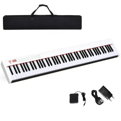 Digitální piano s 88 klávesami přenosná elektronická klávesnice 127 x 21,5 x 6,5 cm bílá + černá