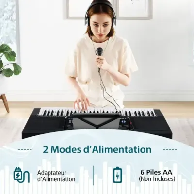 Přenosná elektronická klávesnice s 61 klávesami, stojanem, stoličkou a mikrofonem, digitální piano
