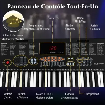 Klávesové piano pro začátečníky s 61 klávesami Digitální piano s 300 tóny