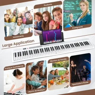 88klávesová klaviatura s 1000 rytmy 1000 not Skládací digitální piano Bílá barva