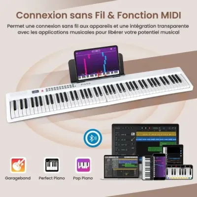 88klávesová klaviatura s 1000 rytmy 1000 not Skládací digitální piano Bílá barva