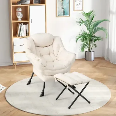 Křeslo s taburetem a područkami a boční kapsou a podnožkou Relax křeslo křídlo modré