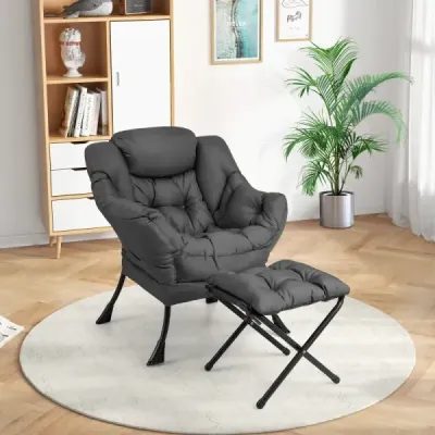 Křeslo s taburetem a područkami a boční kapsou a podnožkou Relax křeslo křídlo modré