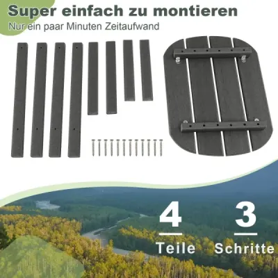 Sada 2 bočních stolků z HDPE Odolný proti povětrnostním vlivům Zahradní stůl Adirondack Malý konferenční stolek šedý