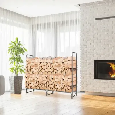 Stojan na palivové dřevo kovový 184 x 35,5 x 122,5 cm Stojan na palivové dřevo s vodotěsným krytem