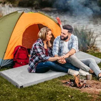 Karimatka Camping Memory Foam Camping Matrace Lehká karimatka s flanelovým potahem 183 x 62,5 x 6,5 cm šedá
