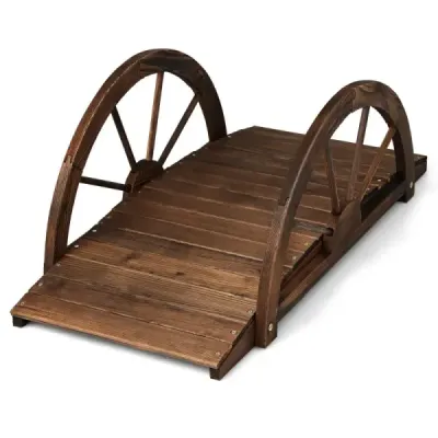 Dřevěný zahradní most jezírkový most s dvojitým polokolovým zábradlím 101 x 48,5 x 38 cm