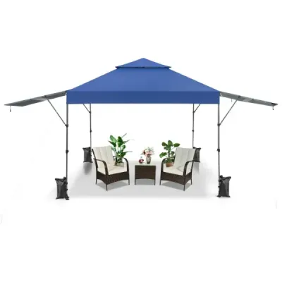 Stan na ochranu před sluncem Pop-up stan s baldachýnem 300 x 537 x 270-290 cm Modrá