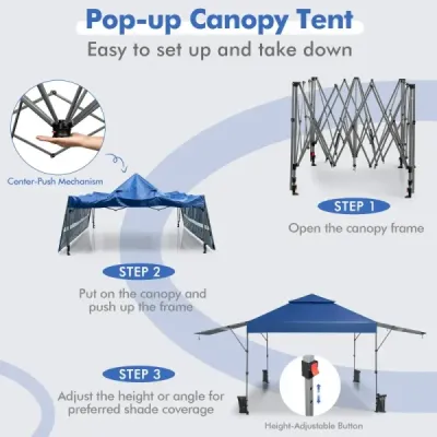 Stan na ochranu před sluncem Pop-up stan s baldachýnem 300 x 537 x 270-290 cm Modrá
