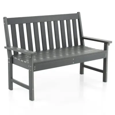 132 cm dlouhá lavička Zahradní lavička z HDPE pro 2-3 osoby 132 x 65 x 91 cm Šedá barva