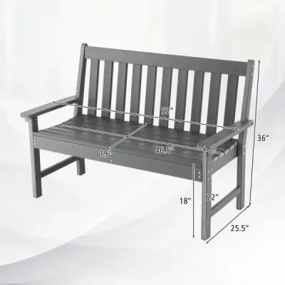 132 cm dlouhá lavička Zahradní lavička z HDPE pro 2-3 osoby 132 x 65 x 91 cm Šedá barva