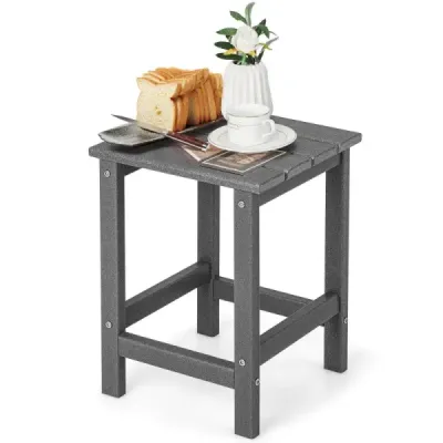 Odkládací stolek HDPE odolný proti povětrnostním vlivům Adirondack stůl 36 x 36 x 47 cm šedý