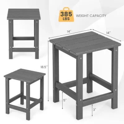 Odkládací stolek HDPE odolný proti povětrnostním vlivům Adirondack stůl 36 x 36 x 47 cm šedý