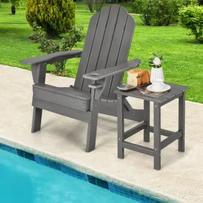 Odkládací stolek HDPE odolný proti povětrnostním vlivům Adirondack stůl 36 x 36 x 47 cm šedý