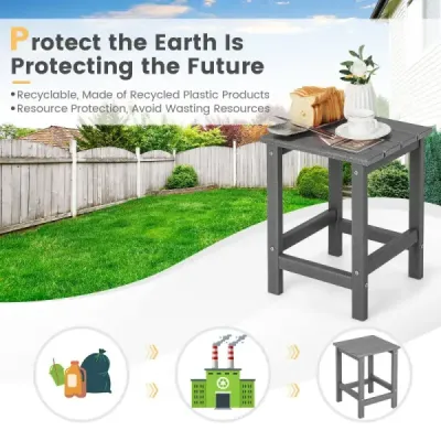 Odkládací stolek HDPE odolný proti povětrnostním vlivům Adirondack stůl 36 x 36 x 47 cm šedý