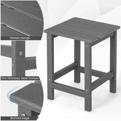 Odkládací stolek HDPE odolný proti povětrnostním vlivům Adirondack stůl 36 x 36 x 47 cm šedý