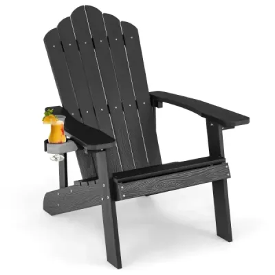 Zahradní židle Adirondack s držákem nápojů černá