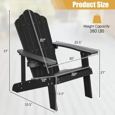 Zahradní židle Adirondack s držákem nápojů černá
