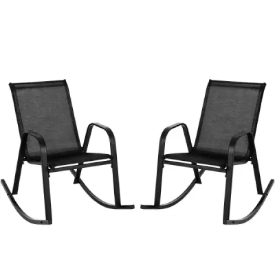 Sada 2 houpacích křesel s prodyšným látkovým sedákem Ergonomic Swing Black