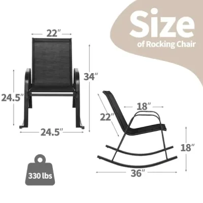 Sada 2 houpacích křesel s prodyšným látkovým sedákem Ergonomic Swing Black