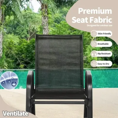 Sada 2 houpacích křesel s prodyšným látkovým sedákem Ergonomic Swing Black