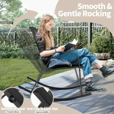 Sada 2 houpacích křesel s prodyšným látkovým sedákem Ergonomic Swing Black