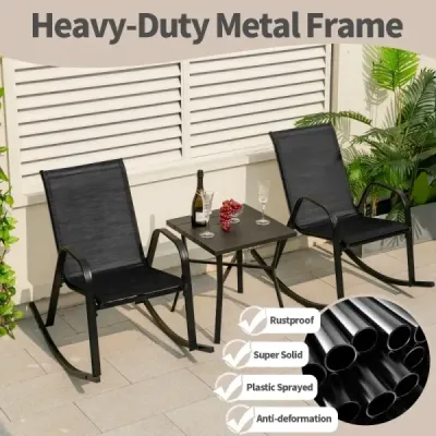 Sada 2 houpacích křesel s prodyšným látkovým sedákem Ergonomic Swing Black