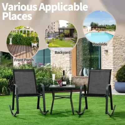 Sada 2 houpacích křesel s prodyšným látkovým sedákem Ergonomic Swing Black