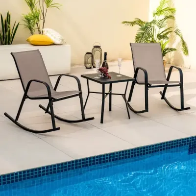 Sada 2 houpacích křesel s prodyšným látkovým sedátkem Ergonomická houpačka hnědá + černá