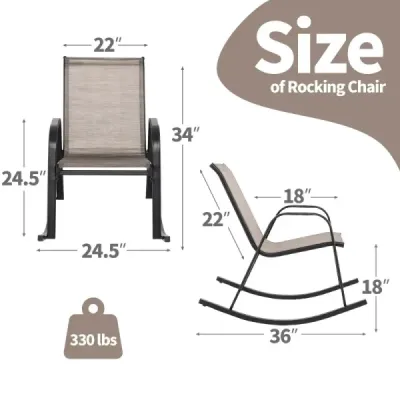 Sada 2 houpacích křesel s prodyšným látkovým sedátkem Ergonomická houpačka hnědá + černá