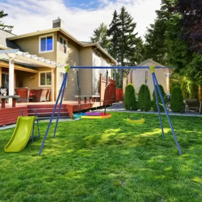 Sada houpaček 4 v 1 pro děti od 3 do 12 let Robustní kovová sada na hraní se skluzavkou
