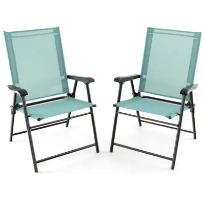 Plážové židle sada 2 skládacích židlí na terasu 65 x 60 x 93 cm mátově zelená