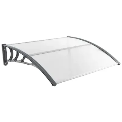 Stříška na vchodové dveře 122 x 99 cm, stříška na vchodové dveře, stříška na penthouse, šedá + stříbrná