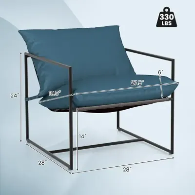 Set 2 Sling Accent Chair s polštáři na sezení a opěradlo a kovovým rámem Ergonomické křeslo do obývacího pokoje Navy