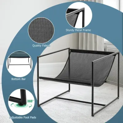 Set 2 Sling Accent Chair s polštáři na sezení a opěradlo a kovovým rámem Ergonomické křeslo do obývacího pokoje Navy