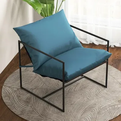 Set 2 Sling Accent Chair s polštáři na sezení a opěradlo a kovovým rámem Ergonomické křeslo do obývacího pokoje Navy