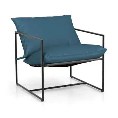 Set 2 Sling Accent Chair s polštáři na sezení a opěradlo a kovovým rámem Ergonomické křeslo do obývacího pokoje Navy